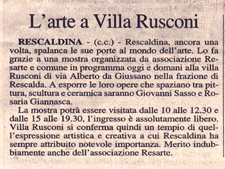 pubblicazioni recensioni arte in villa 25 marzo 2006